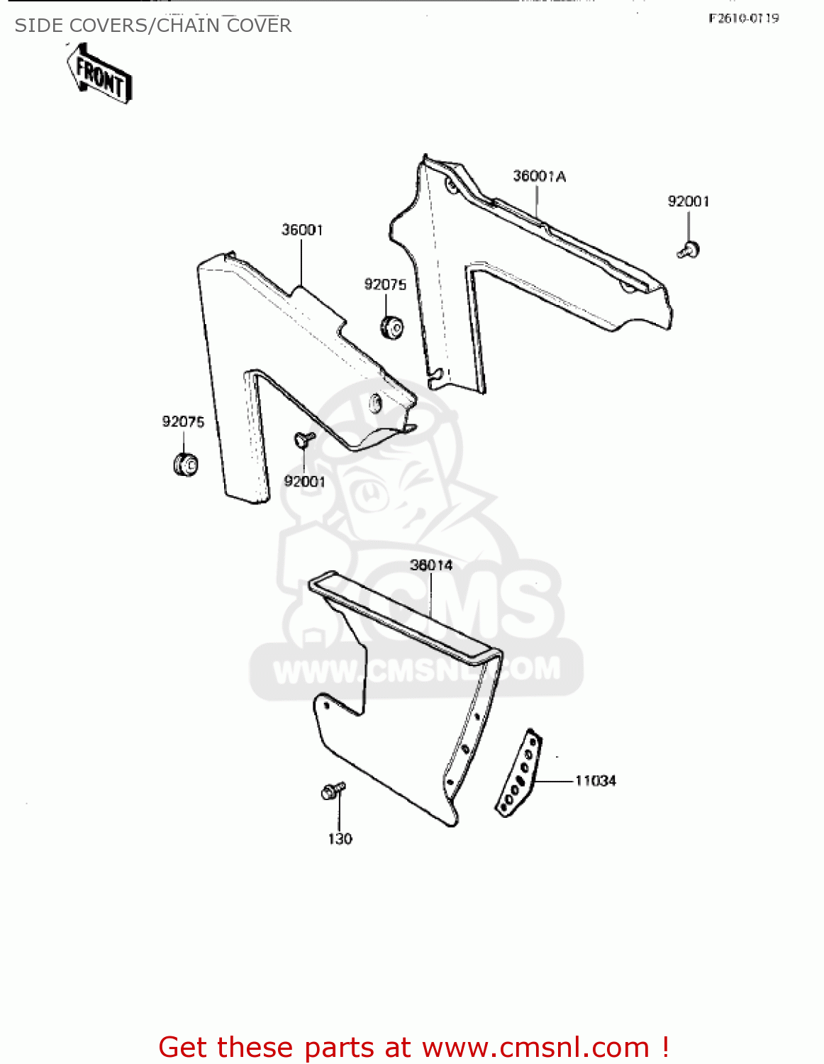 SIDE COVERS/CHAIN COVER KDX250-B2 KDX250 1982 USA CALIFORNIA CANADA