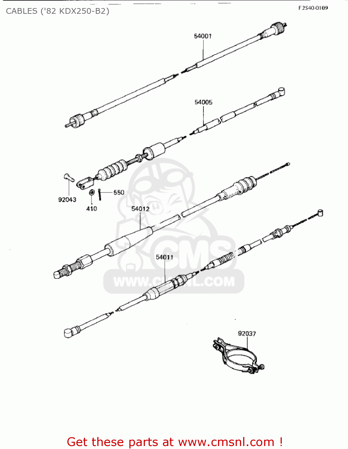 CABLES ('82 KDX250-B2) KDX250-B2 KDX250 1982 USA CALIFORNIA CANADA