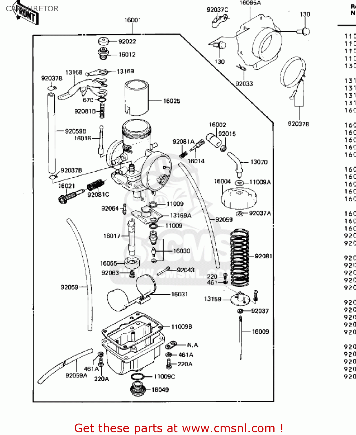CARBURETOR KDX250-B2 KDX250 1982 USA CALIFORNIA CANADA