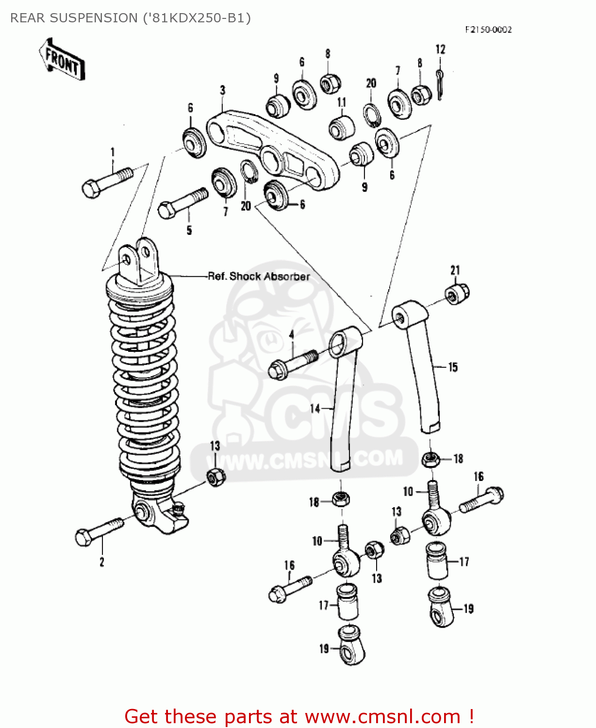 REAR SUSPENSION ('81KDX250-B1) KDX250-B2 KDX250 1982 USA CALIFORNIA CANADA