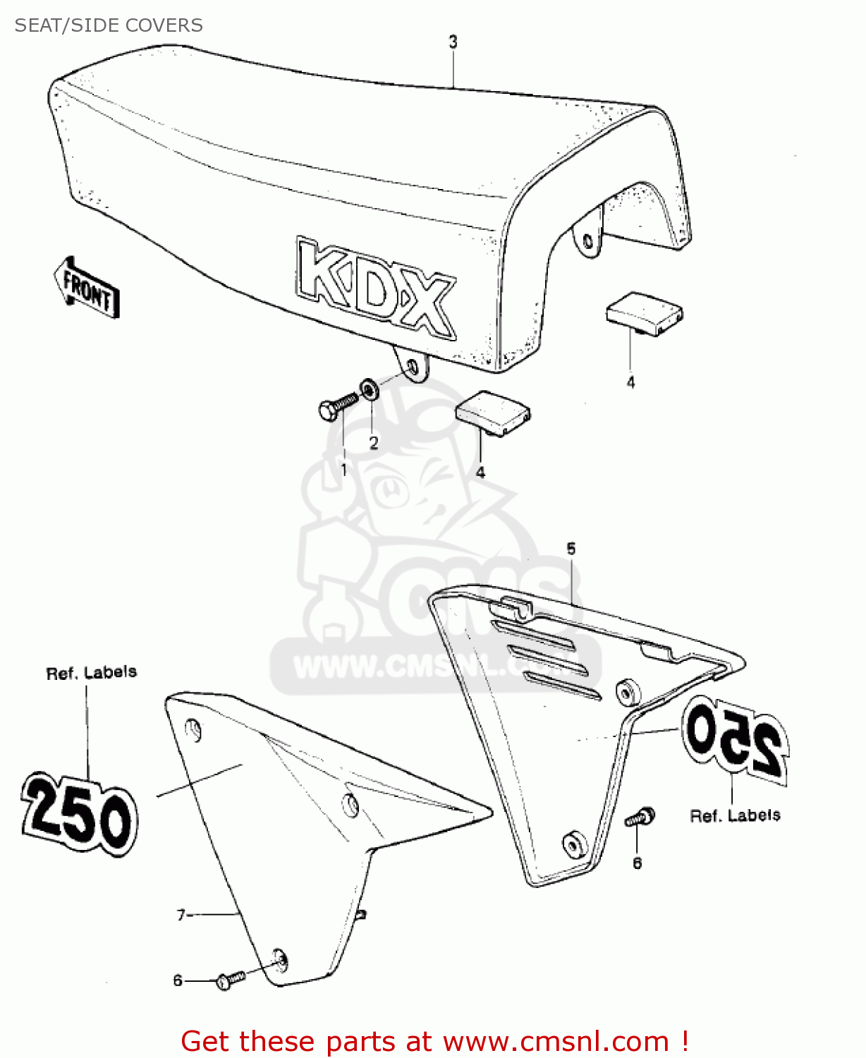SEAT/SIDE COVERS KDX250-B2 KDX250 1982 USA CALIFORNIA CANADA