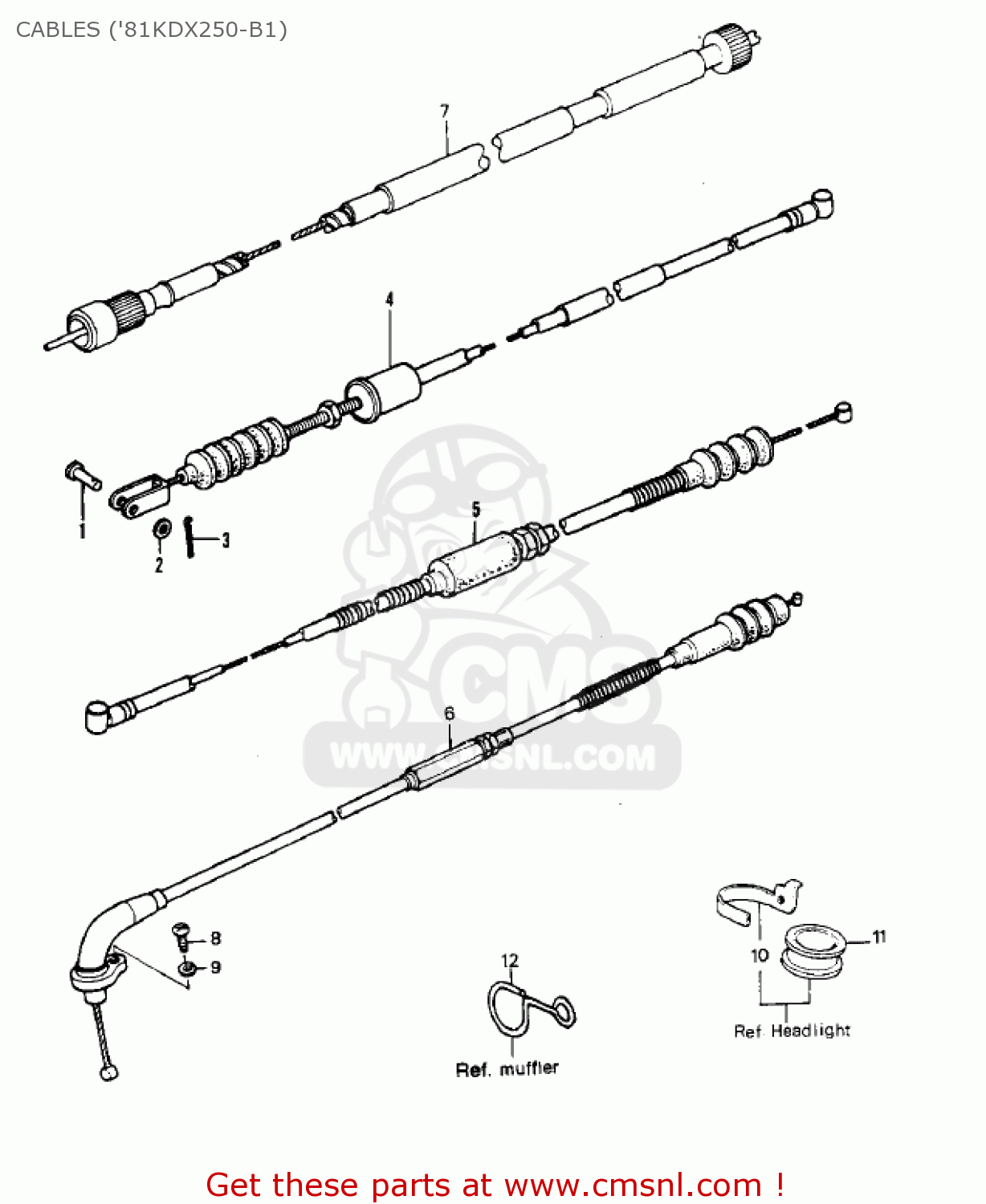 CABLES ('81KDX250-B1) KDX250-B2 KDX250 1982 USA CALIFORNIA CANADA