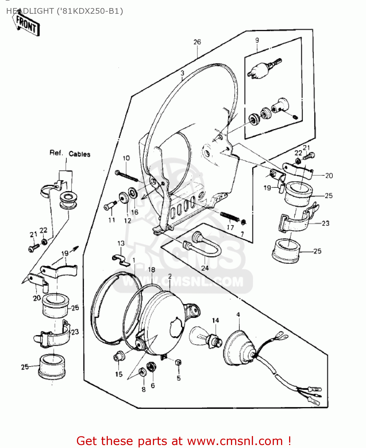 HEADLIGHT ('81KDX250-B1) KDX250-B2 KDX250 1982 USA CALIFORNIA CANADA