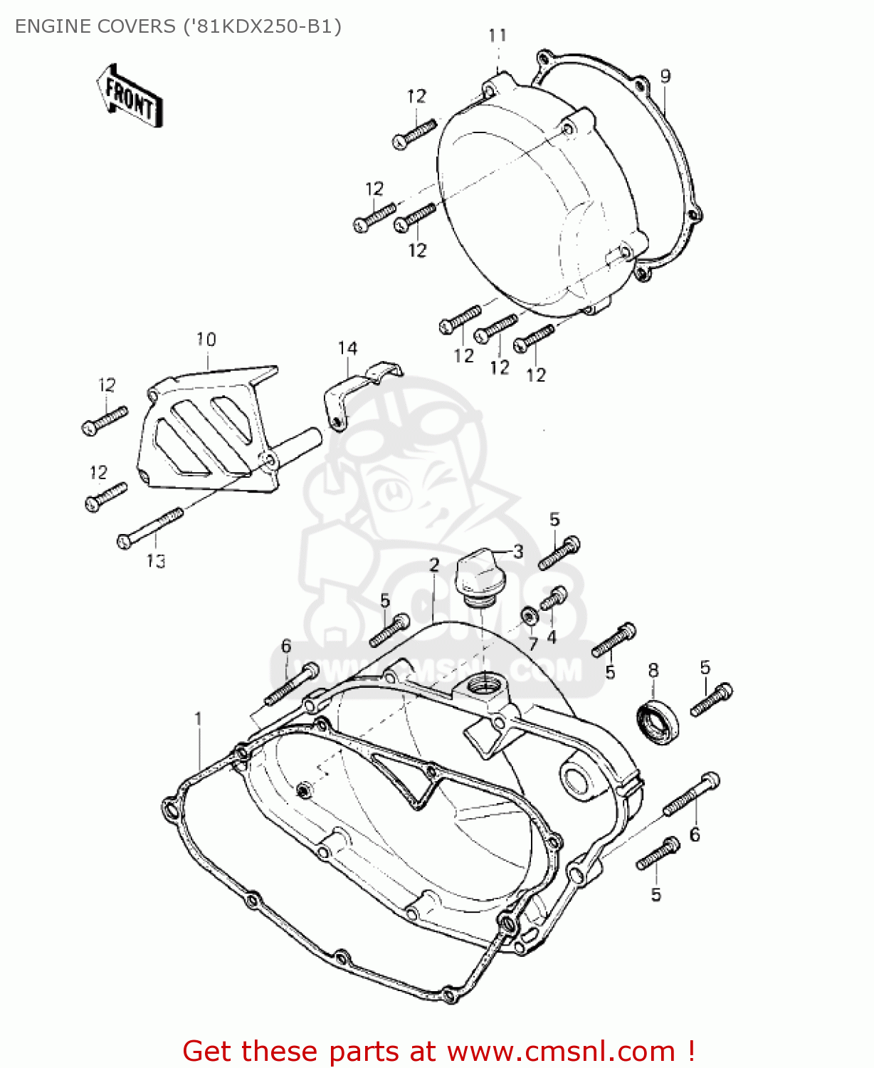 ENGINE COVERS ('81KDX250-B1) KDX250-B2 KDX250 1982 USA CALIFORNIA CANADA