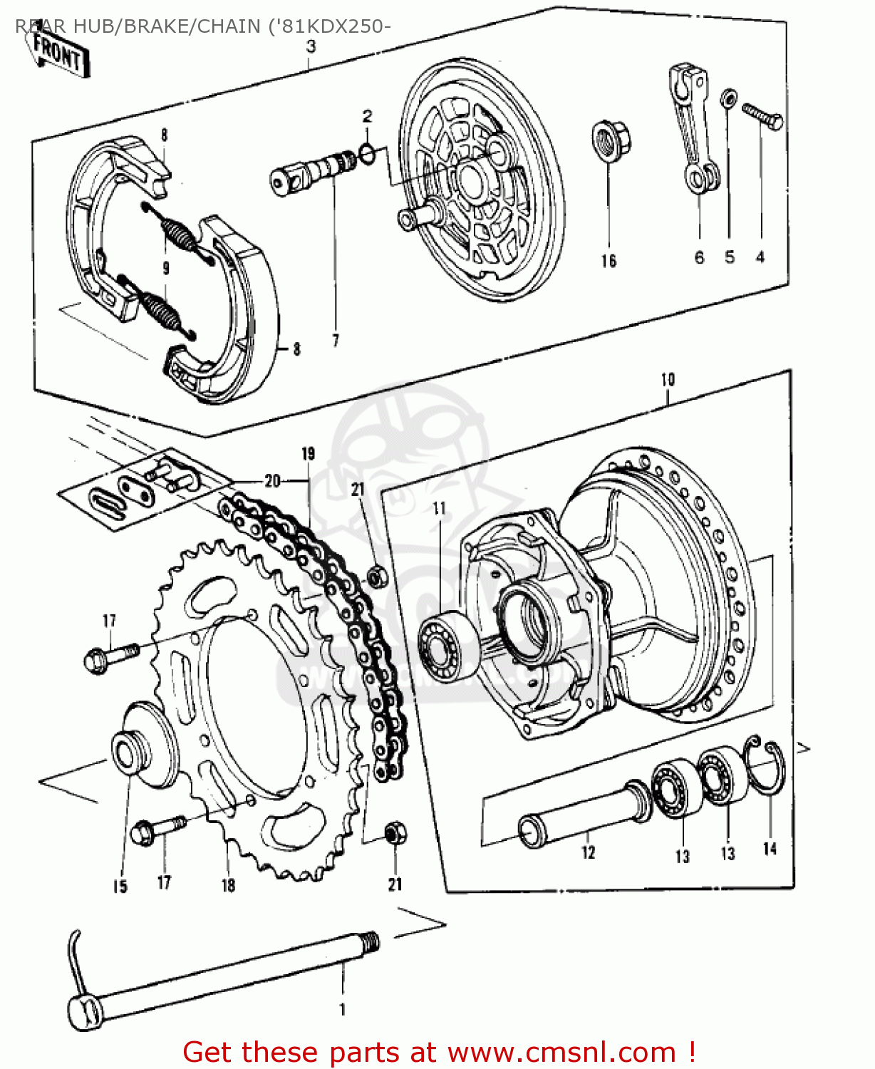 REAR HUB/BRAKE/CHAIN ('81KDX250- KDX250-B2 KDX250 1982 USA CALIFORNIA CANADA