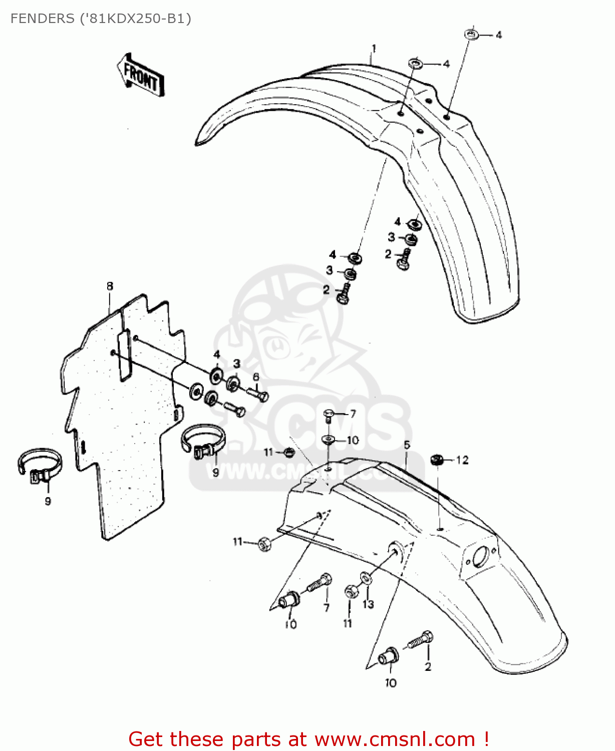 FENDERS ('81KDX250-B1) KDX250-B2 KDX250 1982 USA CALIFORNIA CANADA