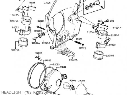 HEADLIGHT ('82 KDX250-B2) - KDX250-B2 KDX250 1982 USA CALIFORNIA CANADA