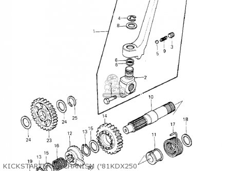 KICKSTARTER MECHANISM ('81KDX250 - KDX250-B2 KDX250 1982 USA CALIFORNIA CANADA