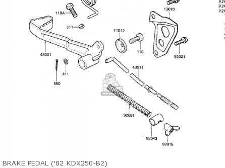 BRAKE PEDAL ('82 KDX250-B2) - KDX250-B2 KDX250 1982 USA CALIFORNIA CANADA