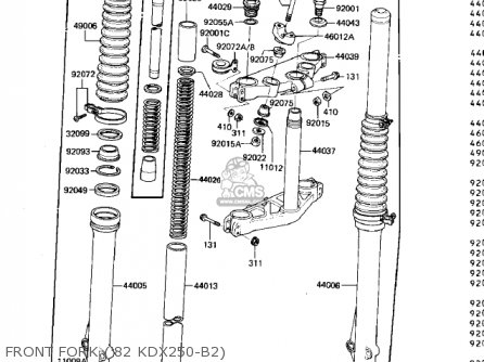 FRONT FORK ('82 KDX250-B2) - KDX250-B2 KDX250 1982 USA CALIFORNIA CANADA