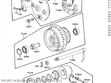 FRONT HUB/BRAKE ('82 KDX250-B2) - KDX250-B2 KDX250 1982 USA CALIFORNIA CANADA
