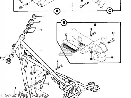 FRAME/FRAME FITTINGS - KDX250-B2 KDX250 1982 USA CALIFORNIA CANADA