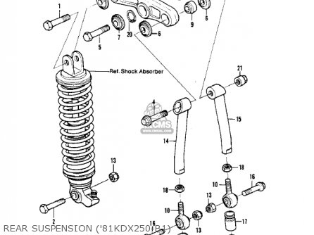 REAR SUSPENSION ('81KDX250-B1) - KDX250-B2 KDX250 1982 USA CALIFORNIA CANADA