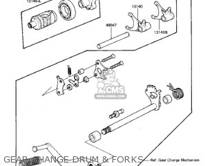 GEAR CHANGE DRUM & FORKS - KDX250-B2 KDX250 1982 USA CALIFORNIA CANADA