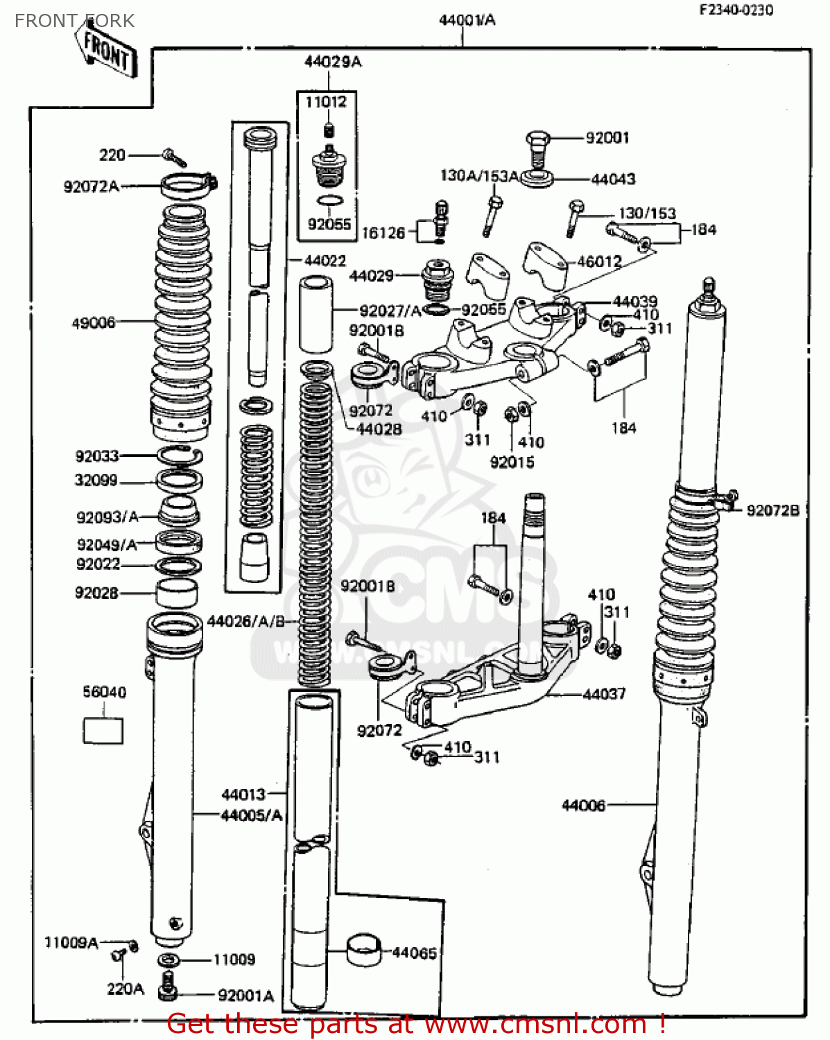 FRONT FORK KDX250-B3 KDX250 1983 USA CANADA