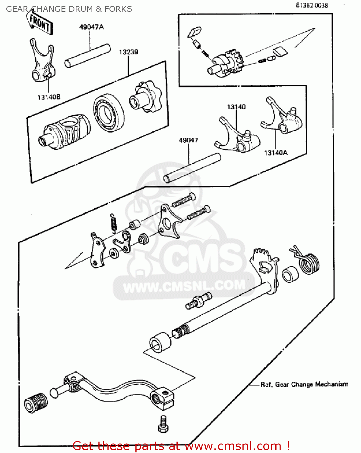 GEAR CHANGE DRUM & FORKS KDX250-B3 KDX250 1983 USA CANADA