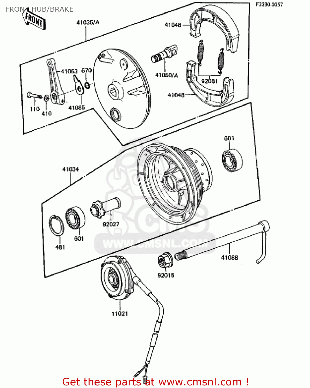 FRONT HUB/BRAKE KDX250-B3 KDX250 1983 USA CANADA
