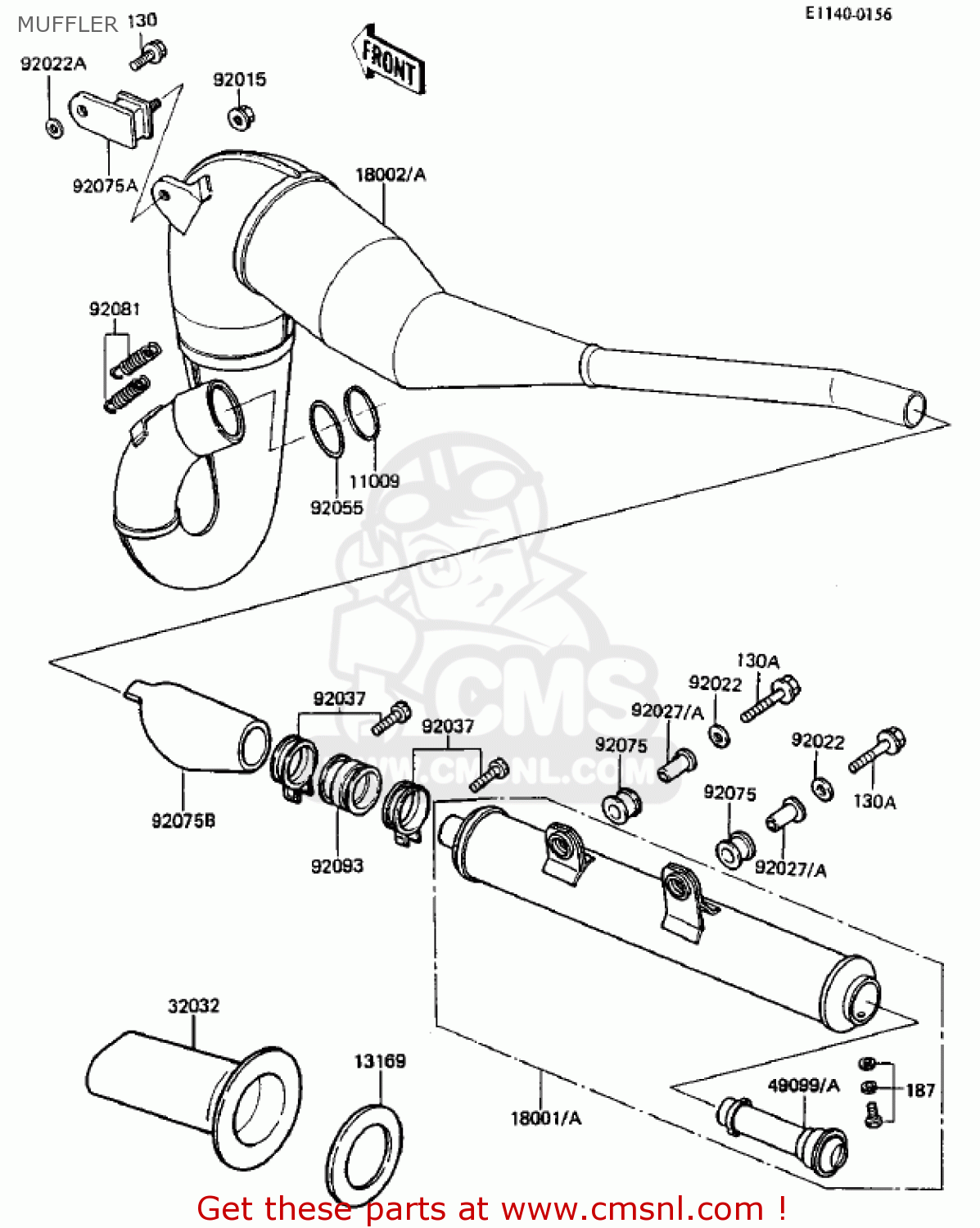 MUFFLER KDX250-B3 KDX250 1983 USA CANADA