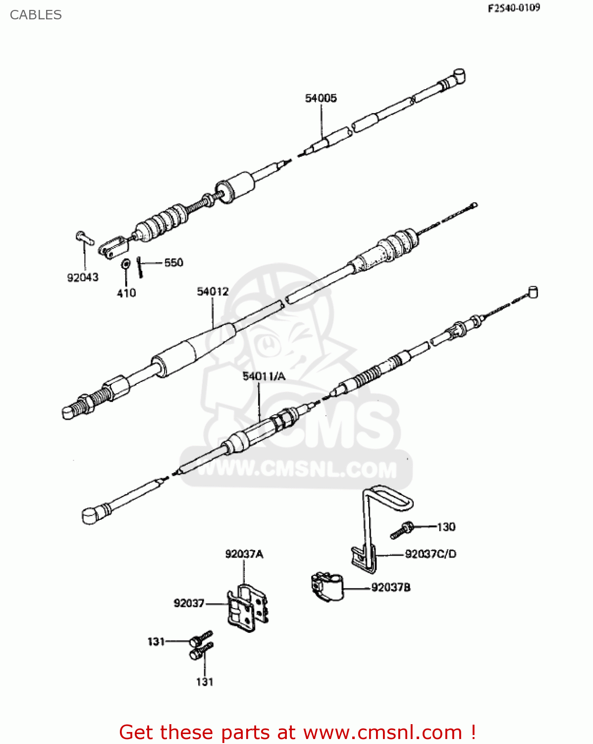 CABLES KDX250-B3 KDX250 1983 USA CANADA