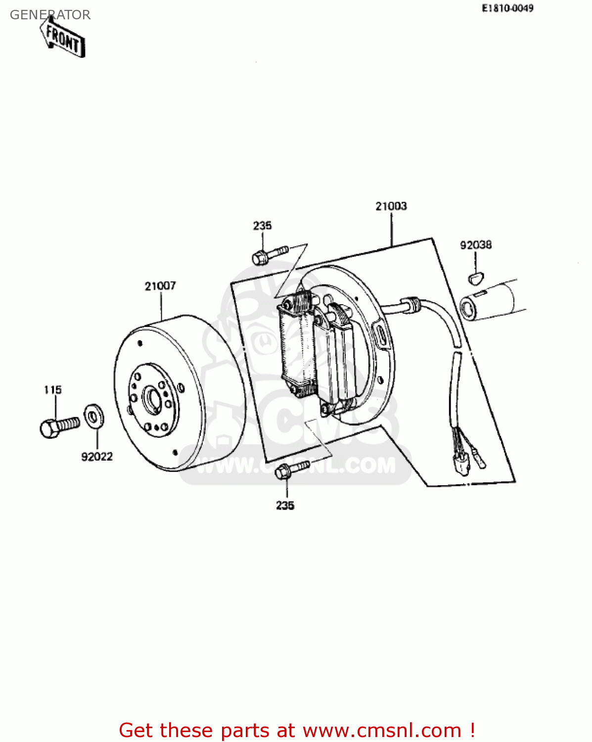 GENERATOR KDX250-B3 KDX250 1983 USA CANADA