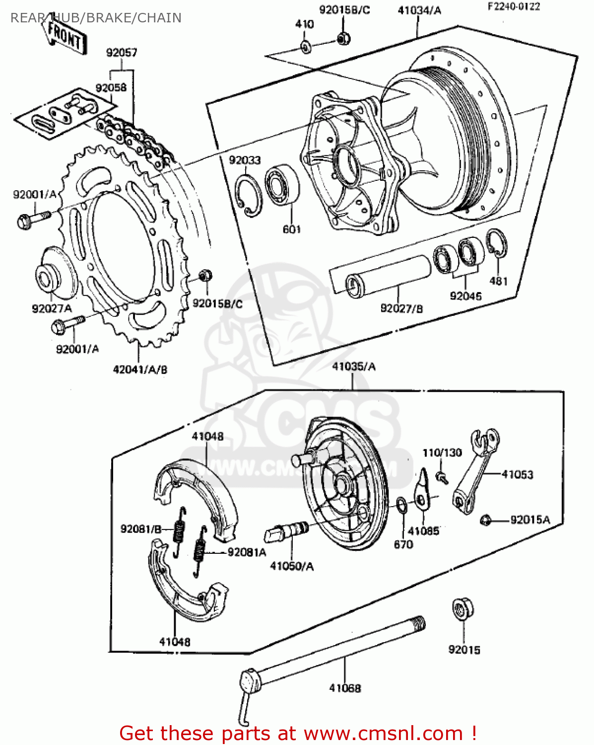 REAR HUB/BRAKE/CHAIN KDX250-B4 KDX250 1984 USA CANADA