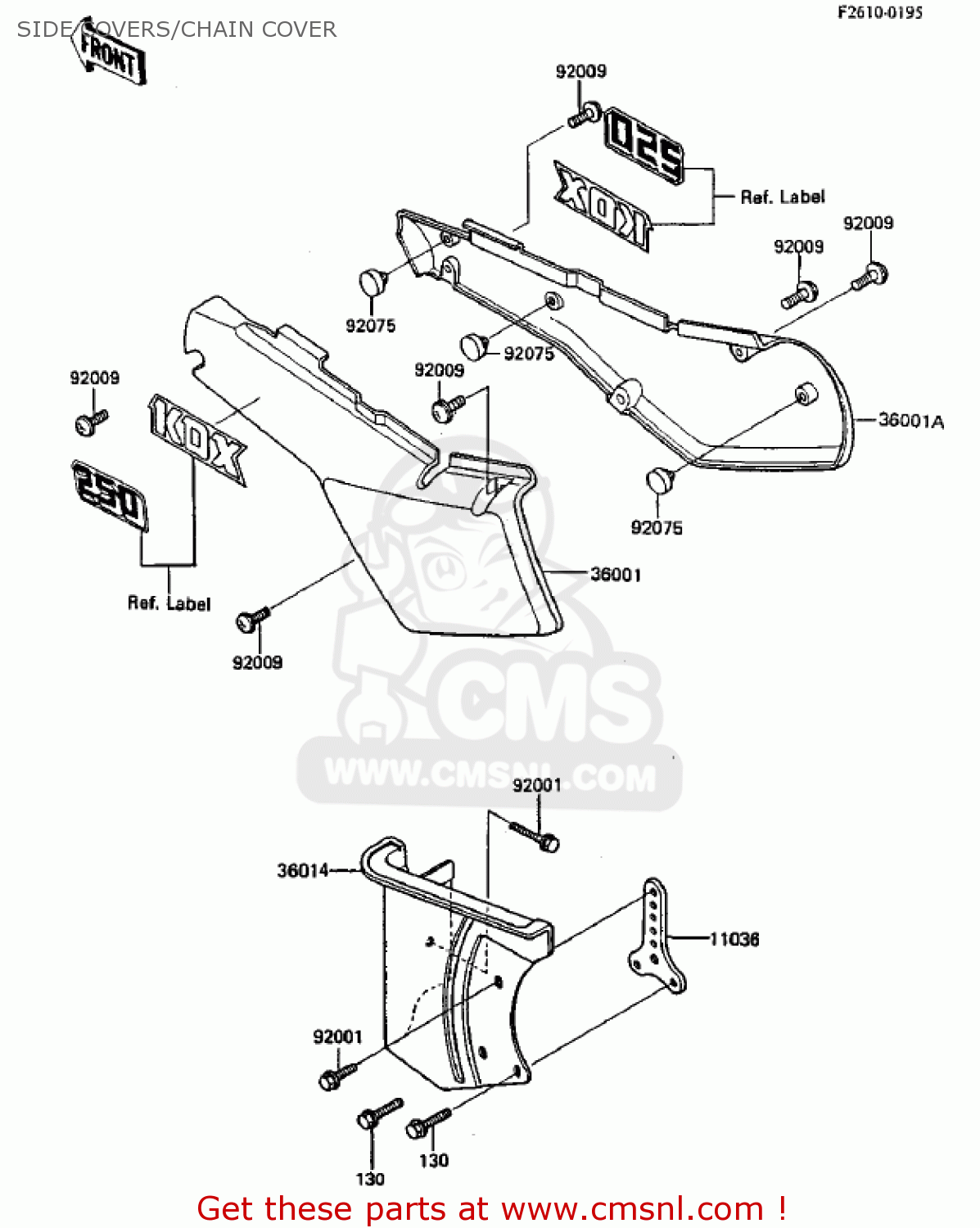 SIDE COVERS/CHAIN COVER KDX250-B4 KDX250 1984 USA CANADA