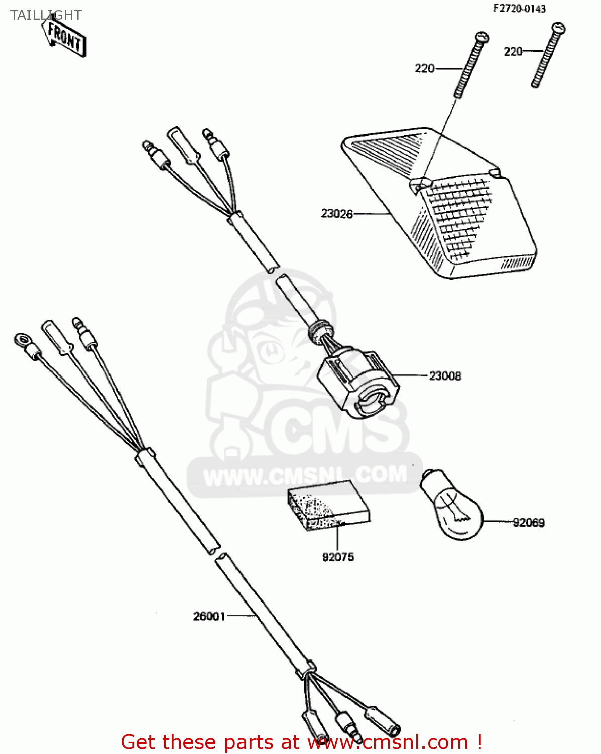 TAILLIGHT KDX250-B4 KDX250 1984 USA CANADA