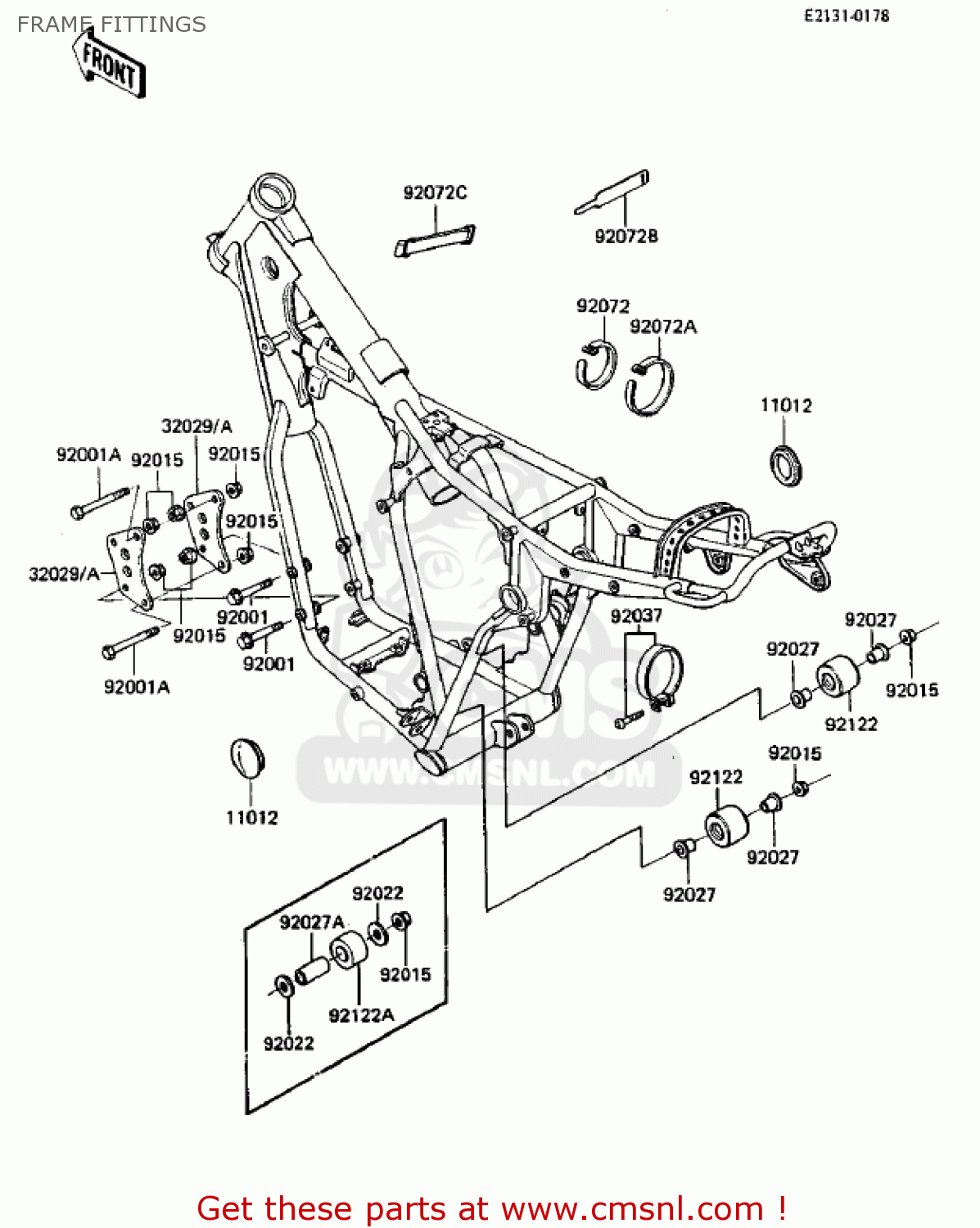 FRAME FITTINGS KDX250-B4 KDX250 1984 USA CANADA