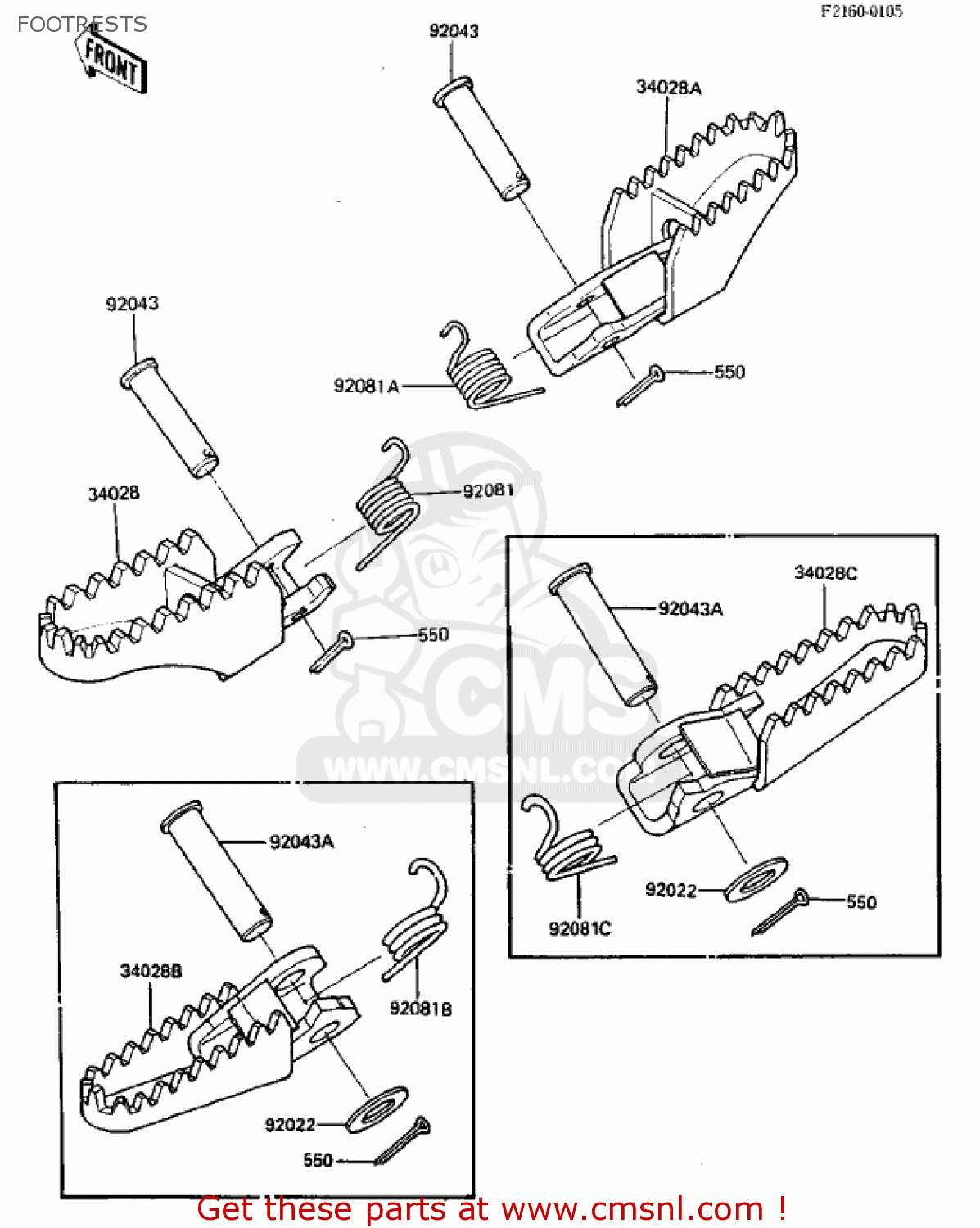 FOOTRESTS KDX250-B4 KDX250 1984 USA CANADA