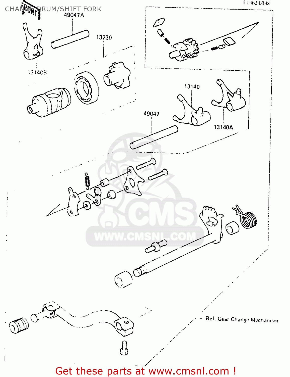 CHANGE DRUM/SHIFT FORK KDX250-C1 1983 AUSTRALIA