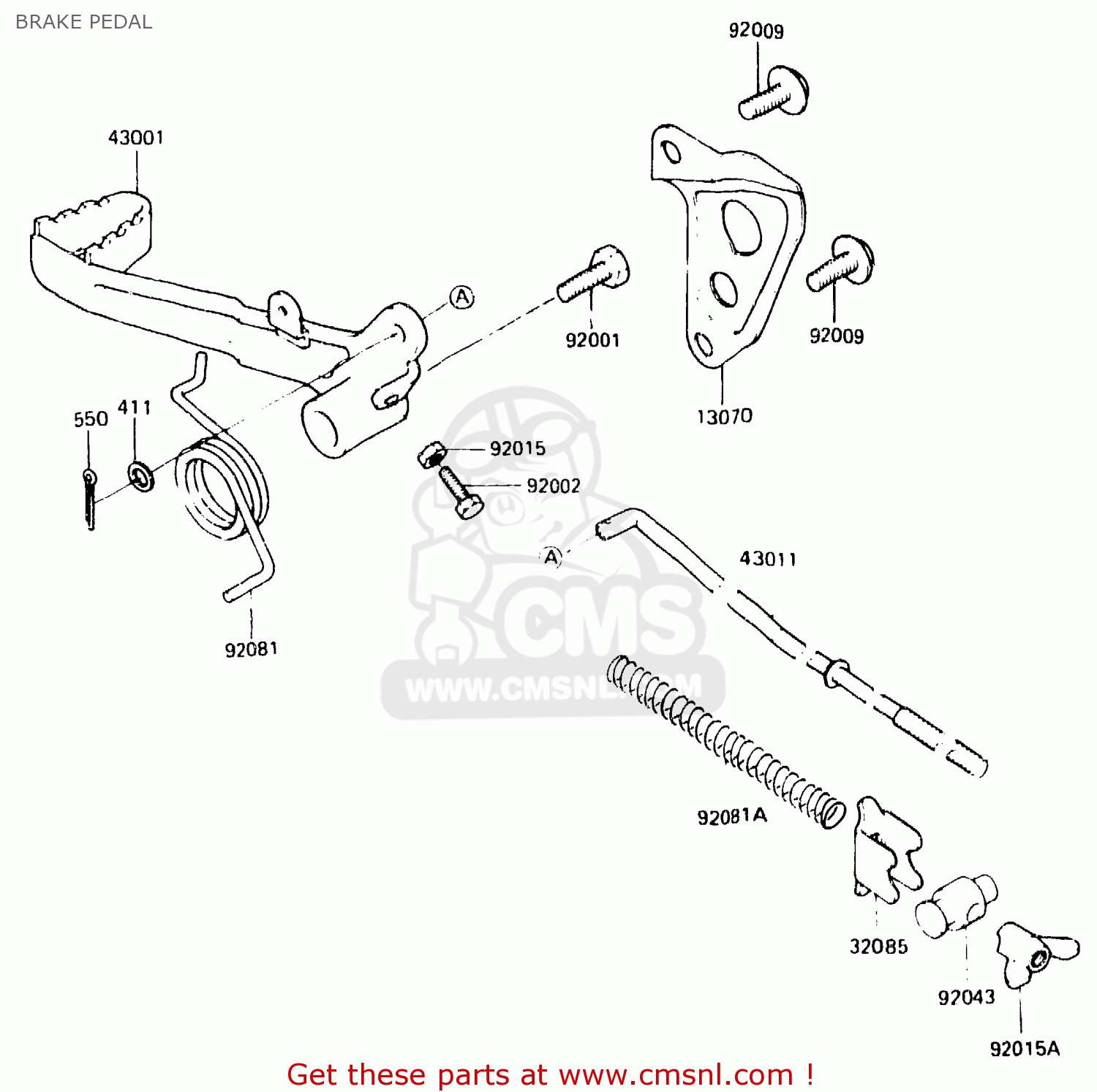 BRAKE PEDAL KDX250-C3 1985 AUSTRALIA