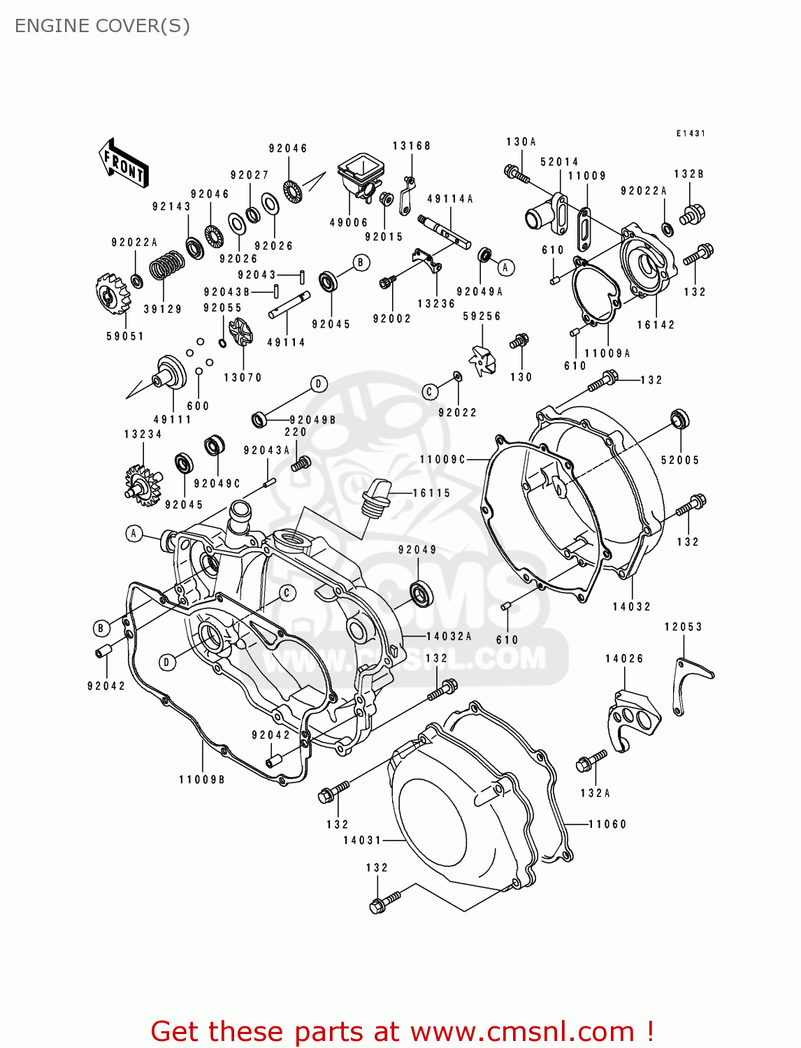 Kawasaki KDX250-D1 1991 UNITED KINGDOM AL ENGINE COVER(S) - buy ...