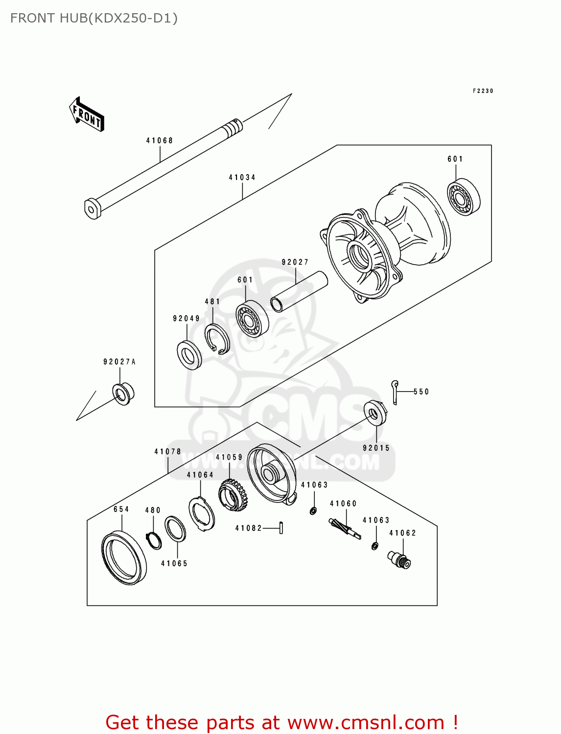 FRONT HUB(KDX250-D1) KDX250-D1 1991 UNITED KINGDOM AL
