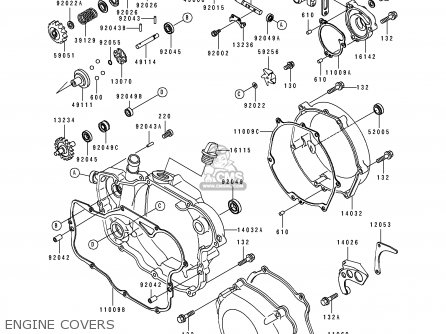ENGINE COVERS - KDX250-D1 1991 USA CANADA