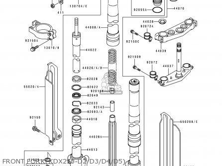 FRONT FORK(KDX250-D2/D3/D4/D5) - KDX250-D2 1992 AL