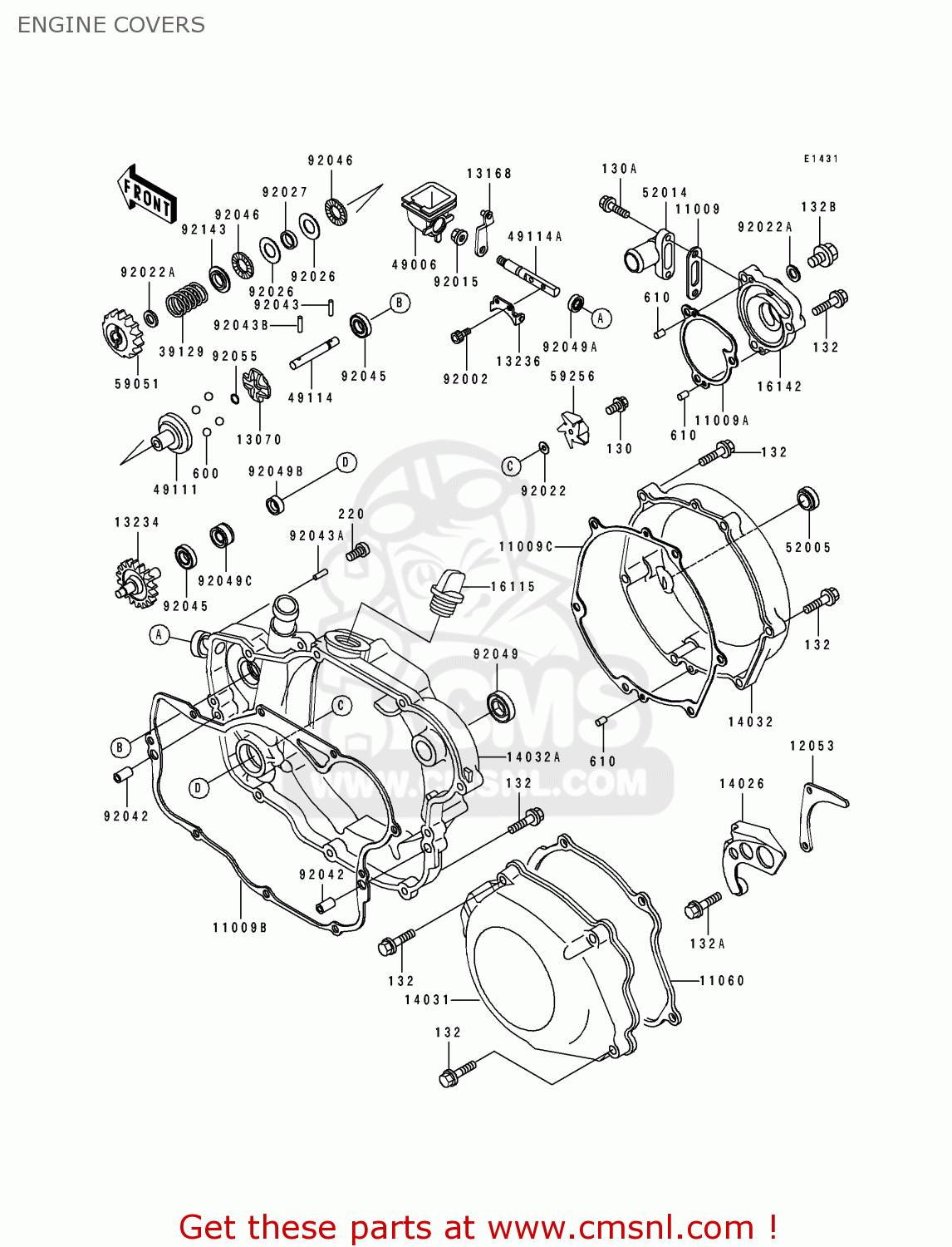 ENGINE COVERS KDX250-D2 1992 USA CANADA