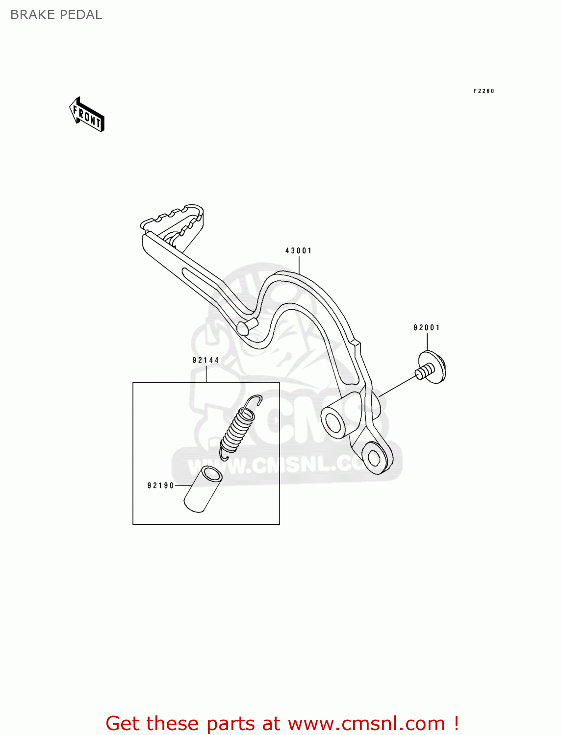 BRAKE PEDAL KDX250-D2 1992 USA CANADA