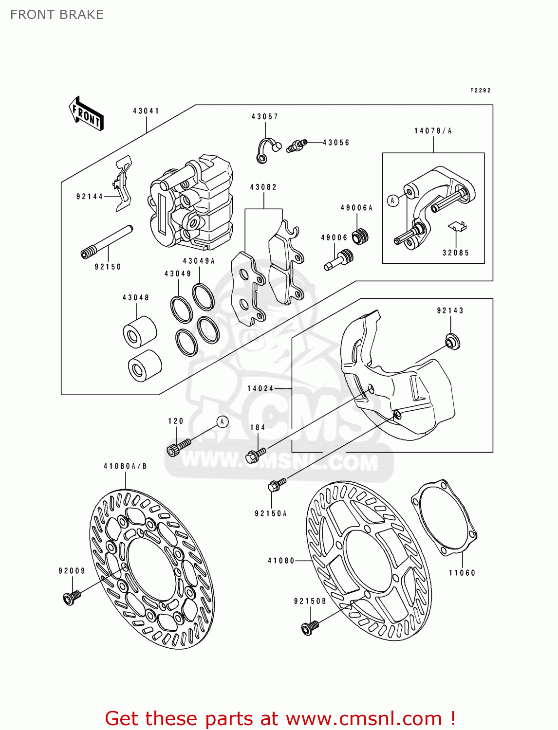FRONT BRAKE KDX250-D2 1992 USA CANADA