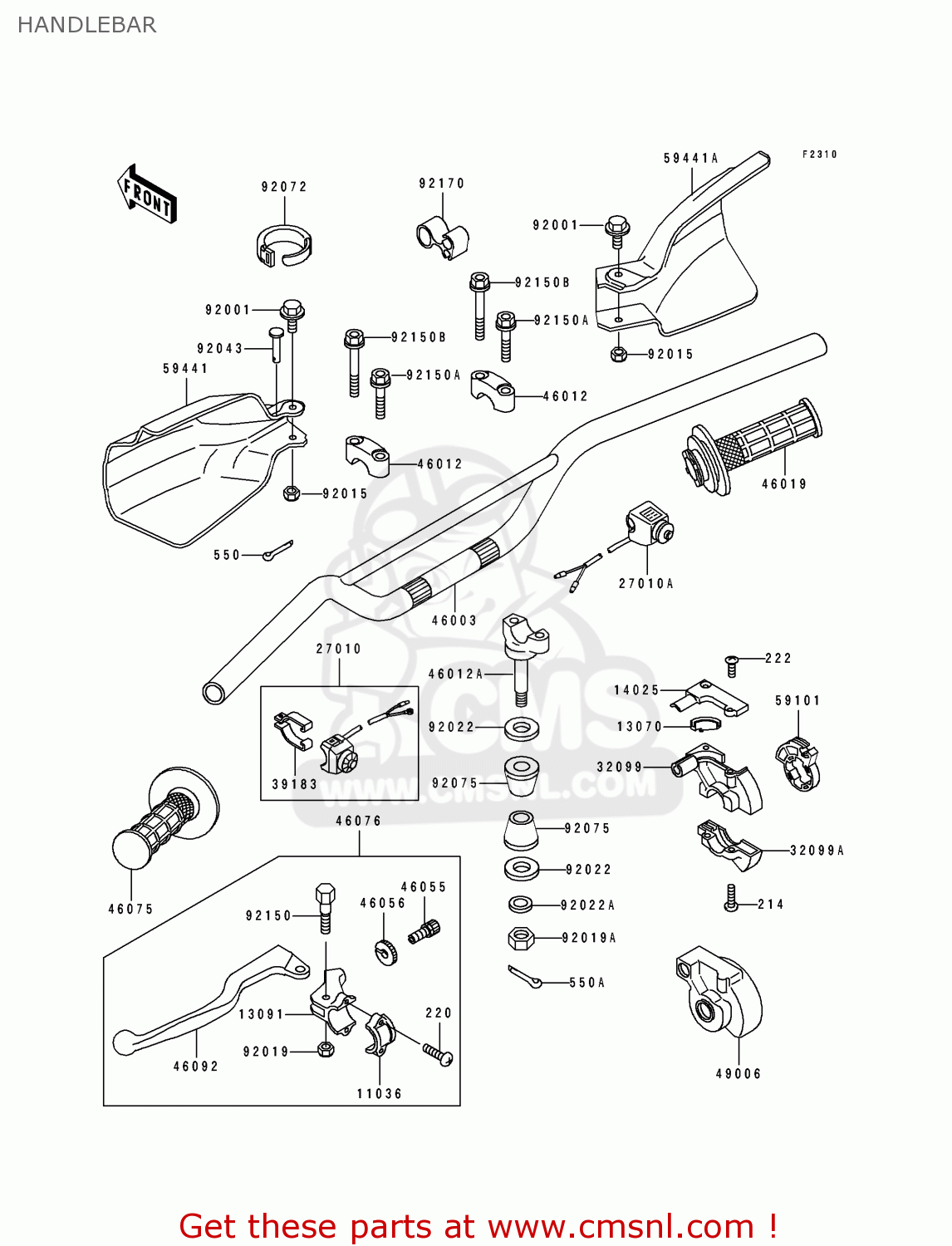 HANDLEBAR KDX250-D2 1992 USA CANADA