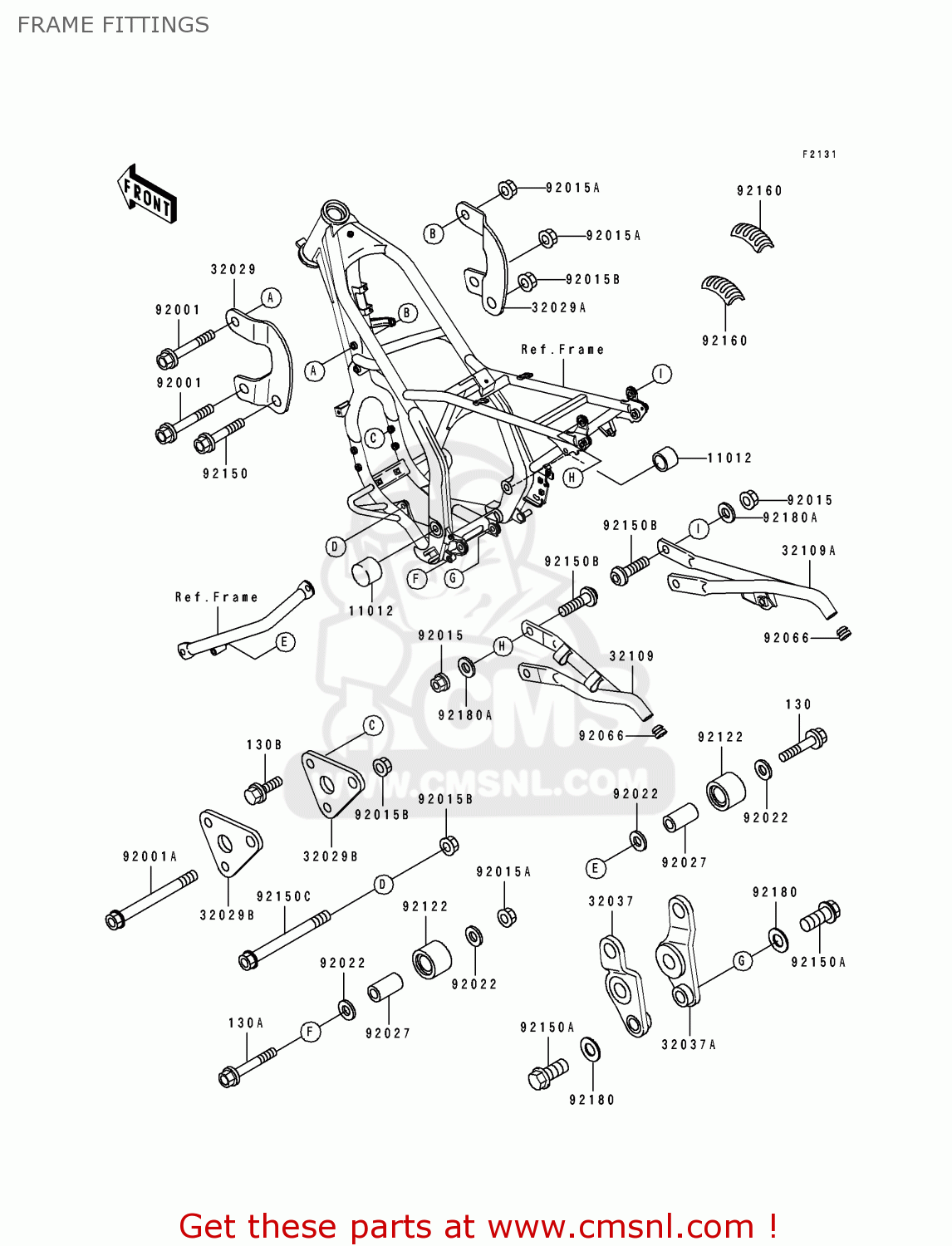 FRAME FITTINGS KDX250-D3 1993 AL