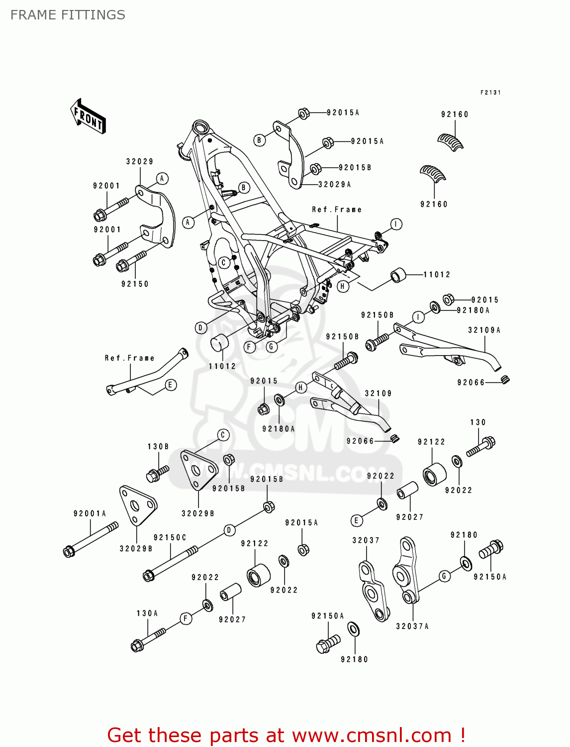 FRAME FITTINGS KDX250-D3 1993 USA CANADA