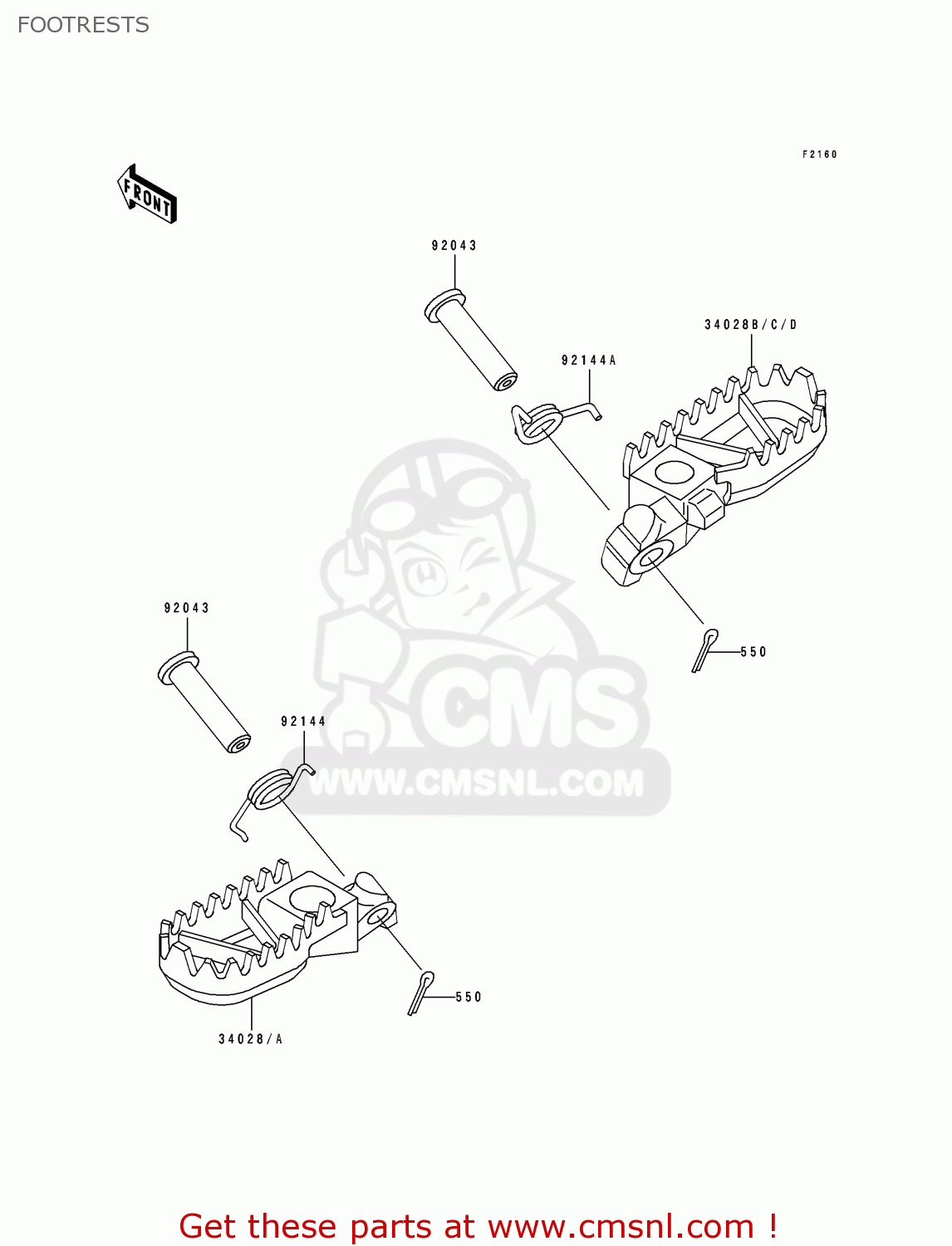 FOOTRESTS KDX250-D3 1993 USA CANADA