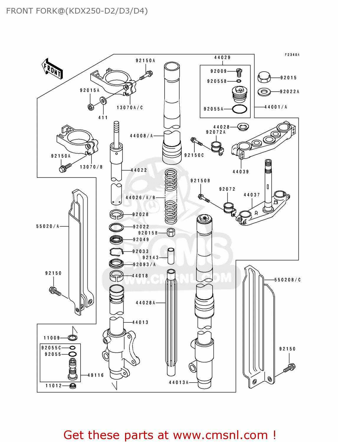 FRONT FORK@(KDX250-D2/D3/D4) KDX250-D3 1993 USA CANADA