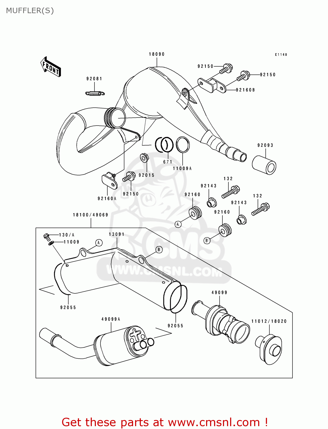 MUFFLER(S) KDX250-D4 1994 AL