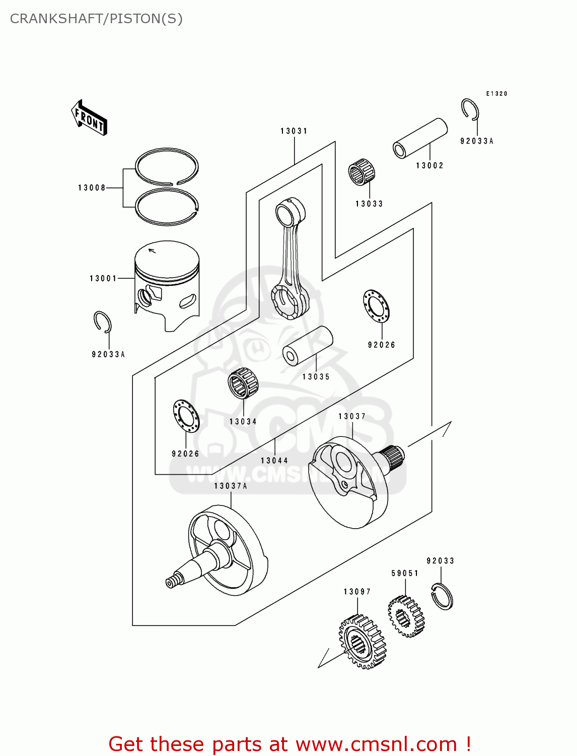 CRANKSHAFT/PISTON(S) KDX250-D4 1994 AL