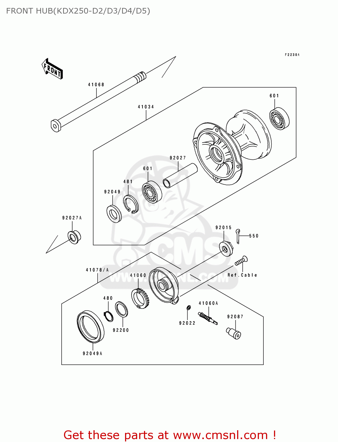 FRONT HUB(KDX250-D2/D3/D4/D5) KDX250-D4 1994 AL