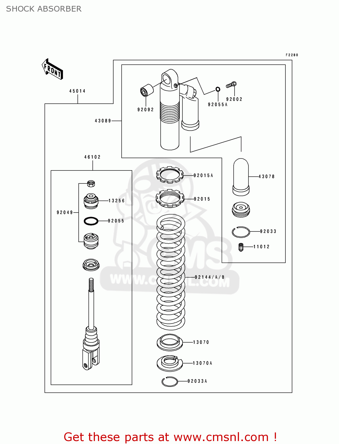 SHOCK ABSORBER KDX250-D4 1994 USA CANADA