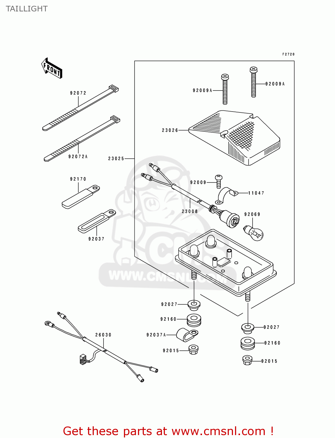 TAILLIGHT KDX250-D4 1994 USA CANADA