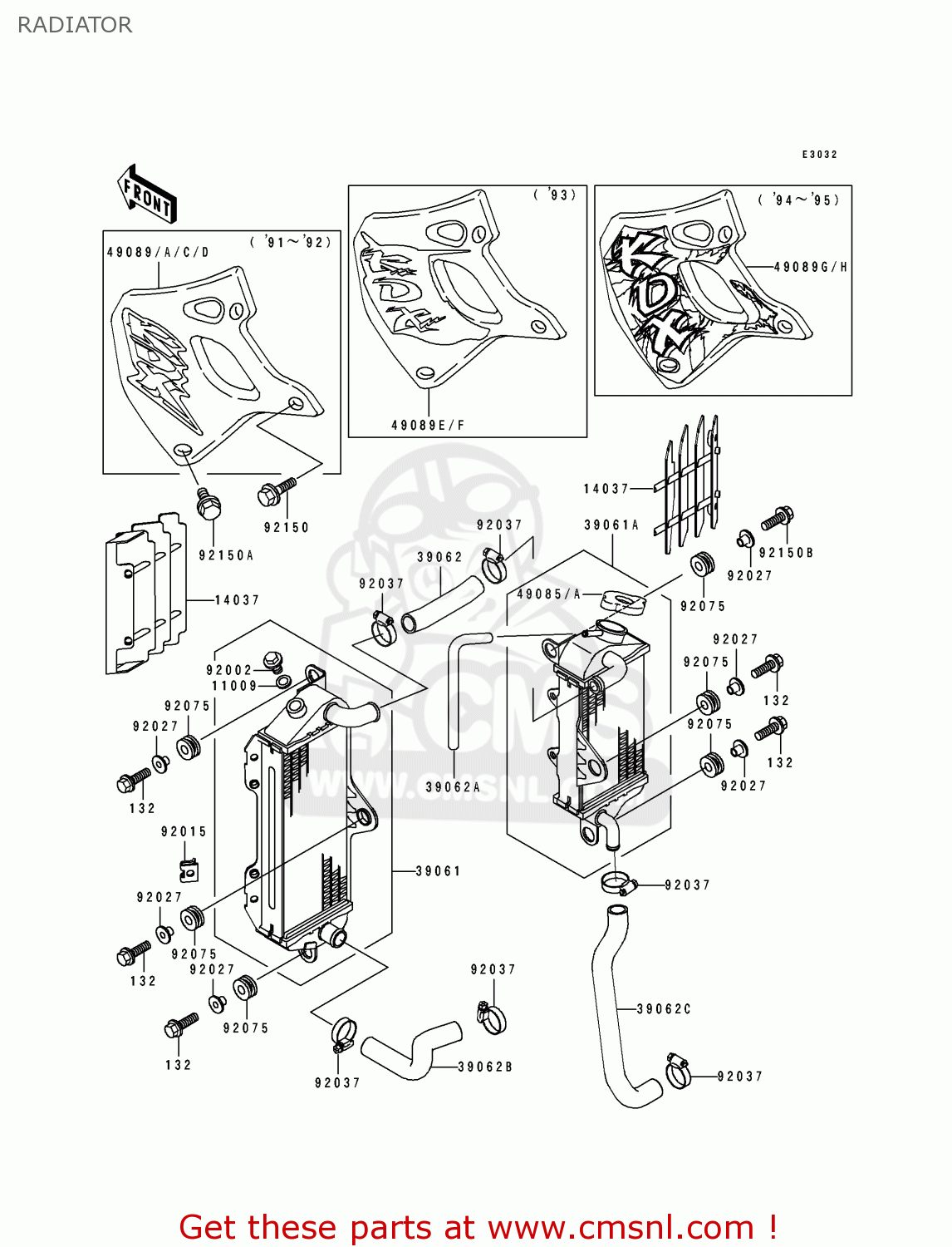 RADIATOR KDX250-D6 1995 FRANCE