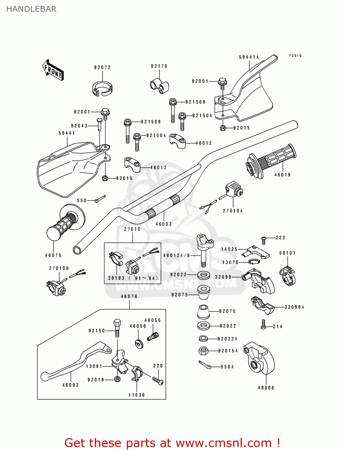 HANDLEBAR KDX250-D6 1995 FRANCE